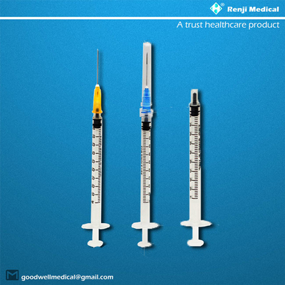 CE / ISO Vật tư y tế dùng một lần Ống tiêm với kim 1ml Thể tích