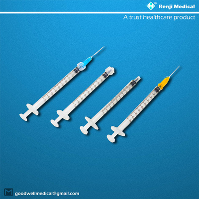 CE / ISO Vật tư y tế dùng một lần Ống tiêm với kim 1ml Thể tích